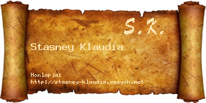 Stasney Klaudia névjegykártya